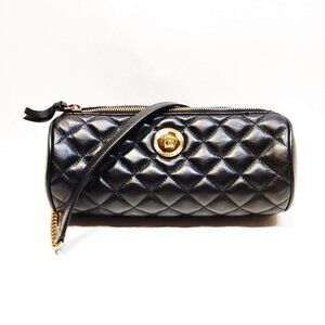Authentic VERSACE Black Leather Shoulder Bag mon518-111125